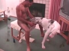 Hombre delgado follando duro coño de perro